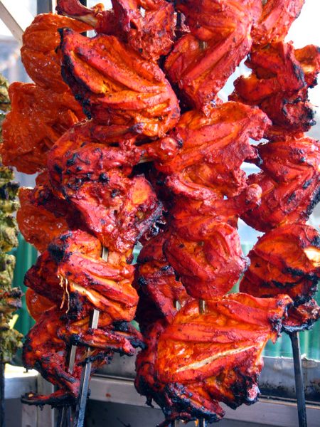 Quarter tandoori chicken, marinated red and char-grilled