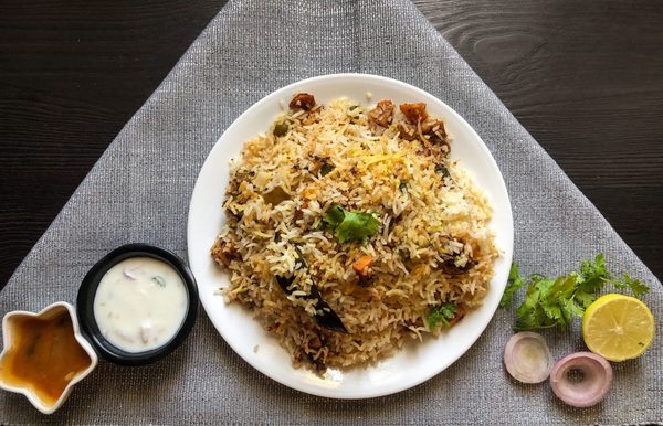 Meat biryani, fragrant basmati rice layered with spiced meat